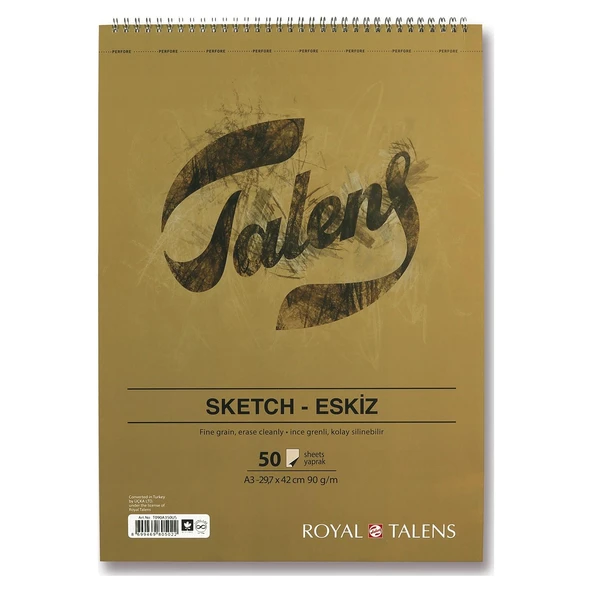 Talens sketch eskiz 90 Gr - A3 -50 Yaprak Spiralli DEFTER ürün görseli 1
