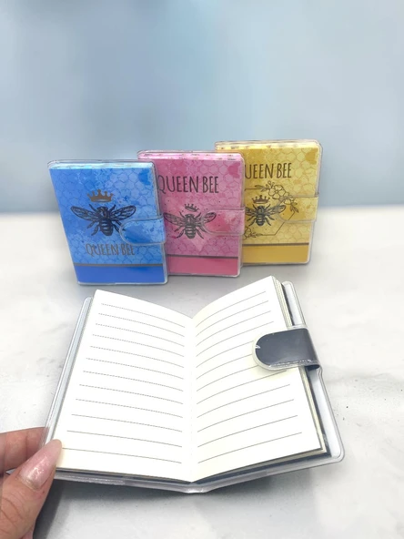Queen Bee A7 Not Defteri , Çıt Çıtlı Cep Defteri - Siyah - Resim 4