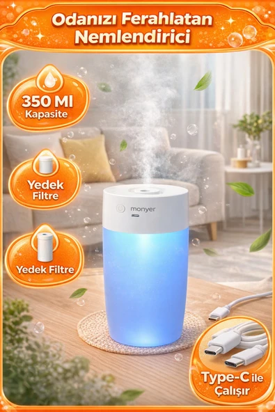350 ML Oda Hava Nemlendirici RGB Renkli Işık Gece Lambalı Mini Ultrasonik Buhar Makinesi ürün görseli 1