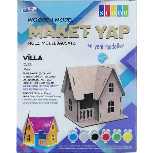 Südor Ahşap Maket Villa Boyama Seti 14X11X12 cm N:MD204 Südor ürün görseli 1