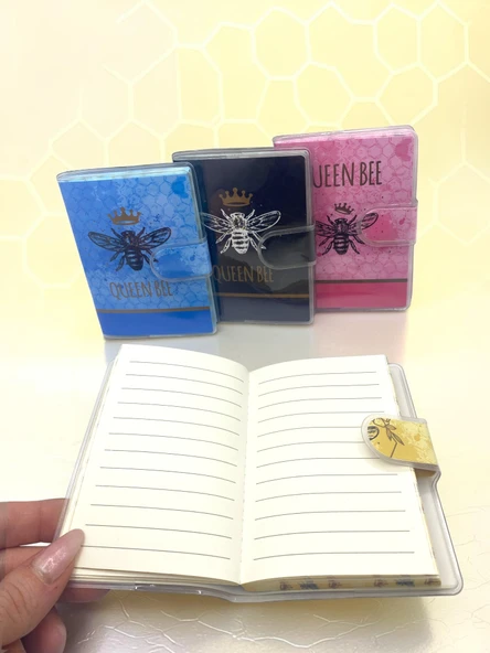 Queen Bee A7 Not Defteri , Çıt Çıtlı Cep Defteri - Sarı - Resim 4
