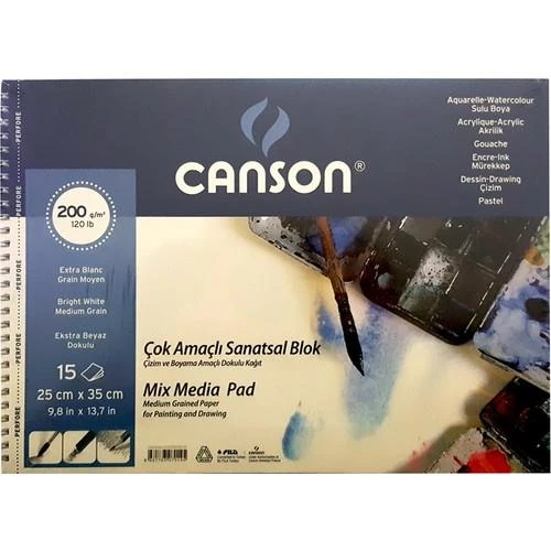 Canson çok amaçlı sanatsal blok 25x35 mix media pad Finface 200 Gr 20 Yp ürün görseli 1