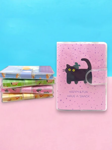 Happy & Fun Kedi A7 Not Defteri , Çıt Çıtlı Cep Defteri - Pembe ürün görseli 1
