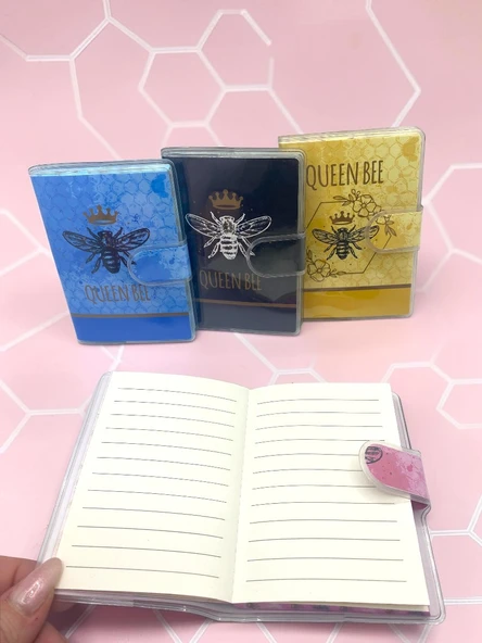 Queen Bee A7 Not Defteri , Çıt Çıtlı Cep Defteri - Pembe - Resim 4