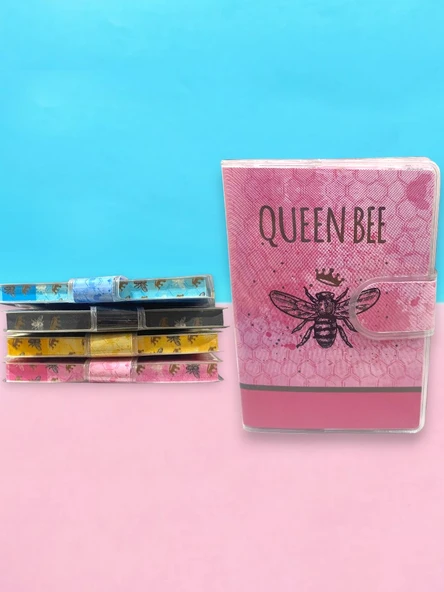 Queen Bee A7 Not Defteri , Çıt Çıtlı Cep Defteri - Pembe ürün görseli 1