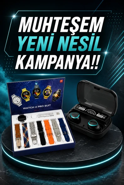 Ucuz Kaliteli Yeni Nesil 7 Kordonlu Akıllı Saat Ve Kablosuz Bluetooth Kulaklık Anc Özelliği ürün görseli 1