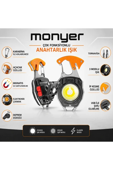 Çok Amaçlı Işık LED Anahtarlık Fener Açacaklı Tornavidalı Acil Durum Lambası Feneri Influencer Işığı ürün görseli 1