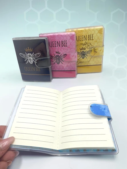 Queen Bee A7 Not Defteri , Çıt Çıtlı Cep Defteri - Mavi - Resim 4