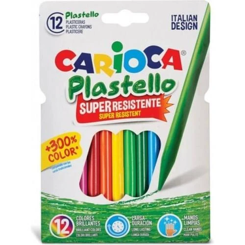 CARİOCA ELLERİ KİRLETMEYEN YIKANABİLİR PASTEL BOYA KALEMİ plastello 12 Li ürün görseli 1