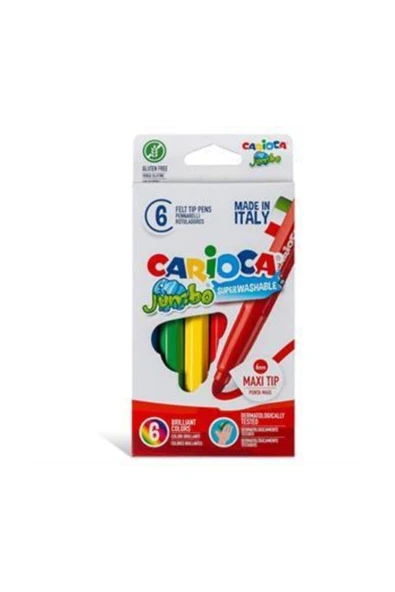 CARİOCA JUMBO SÜPER YIKANABİLİR KEÇELİ BOYA KALEMİ 6LI ürün görseli 1