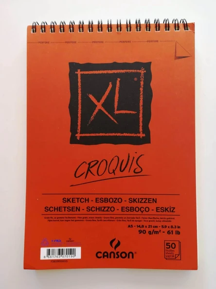 Canson A5-90 G Croquis Xl Eskiz Çizim Defteri Üstten Spiralli 50 Yp ürün görseli 1