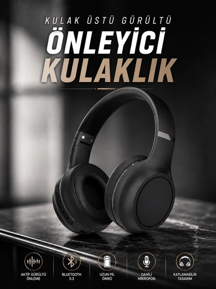 Kulak Üstü Kablosuz Bluetooth Kulaklık Gürültü Önleyici Ayarlanabilir ürün görseli 1
