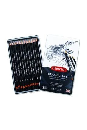 Derwent Graphic Pencil (Soft) 12'li Teneke Kutu ürün görseli 1