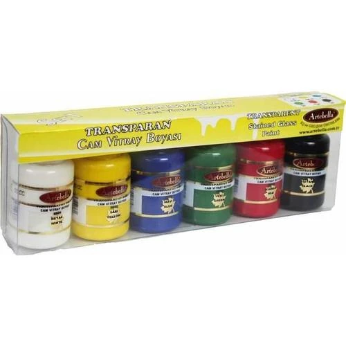 Artebella Transparan Cam Vitray Boyası ABSTC001 50 ml 6 lı ürün görseli 1