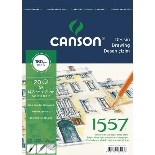 Canson 1557 Dessin Resim ve Çizim Blok 180 Gr. Spiralli A5 20 Sayfa ürün görseli 1