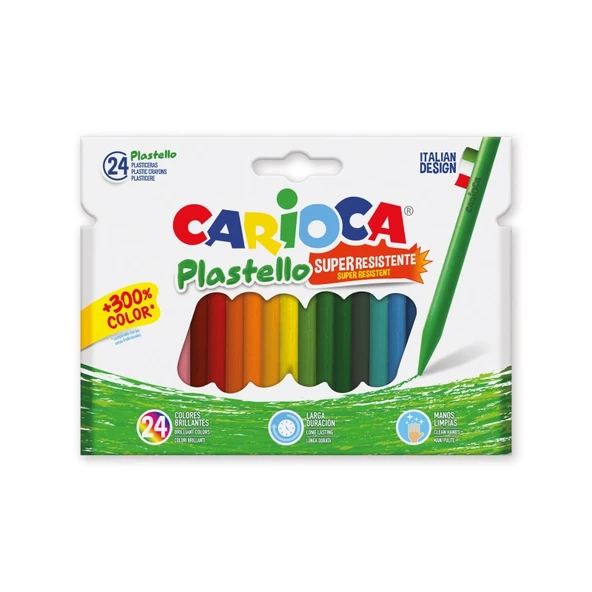 Carioca kirletmeyen yıkanabilir pastel boya kalem plastello 24 lü ürün görseli 1