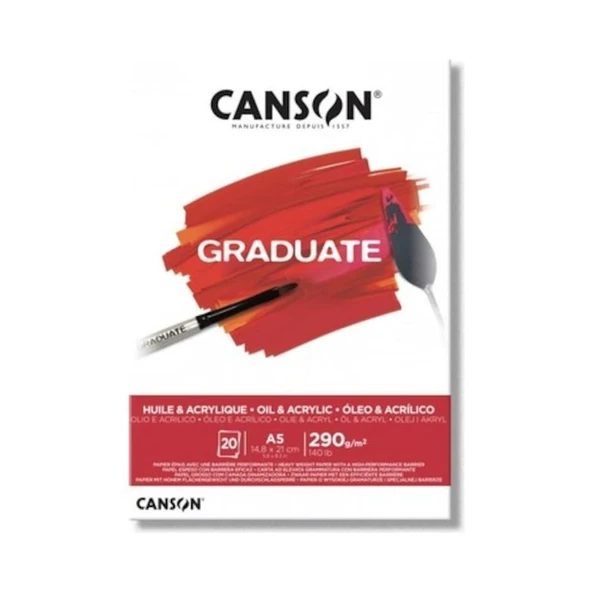 Canson Graduate Yağlı Boya ve Akrilik Boya Defteri Blok 290 gr A5 20 Sayfa ürün görseli 1
