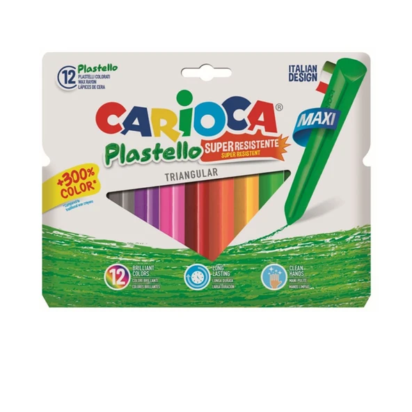Carioca jumbo üçgen elleri kieletmeyen yıkanabilir pastel boya kalem 12 li ürün görseli 1