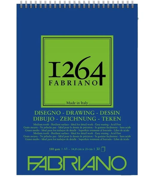 Fabriano 1264 Drawing Spiralli Çizim Defteri 180 gr. 30 Yp. A5 ürün görseli 1