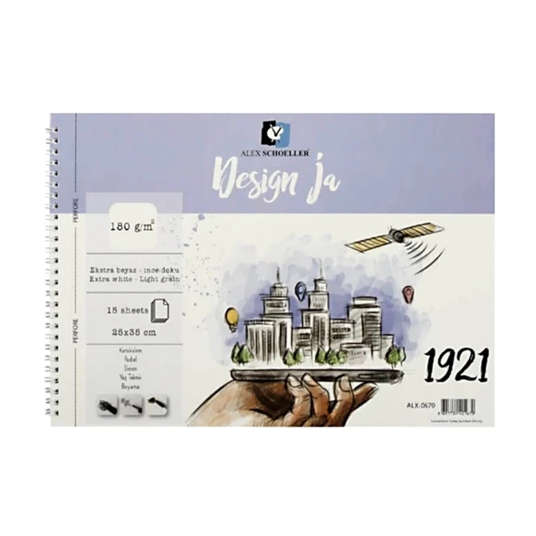 Alex Schoeller Design Ja 1921 Ekstra White Ince Dokulu 180 gr 15 Yaprak Blok 35 x 50 cm ürün görseli 1