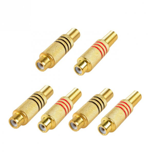 Rca Dişi Jack Kırmızı-Siyah Gold ürün görseli 1