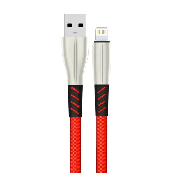 S89 Metal Uçlu Lightning Kablo İphone Uyumlu 1m 2.4a - Kırmızı ürün görseli 1