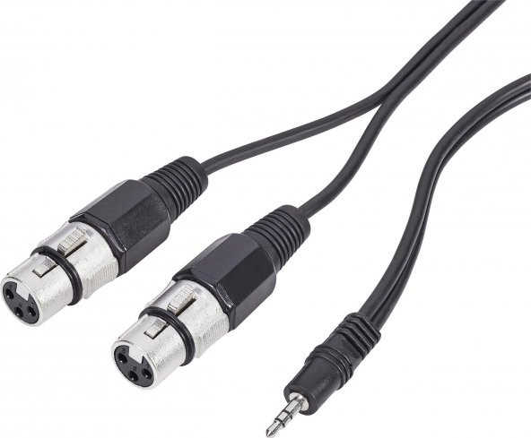 3.5 mm Stereo Erkek to 2 Xlr Dişi Kablo 3 metre ürün görseli 1
