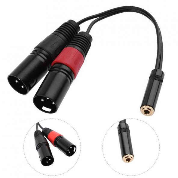 3.5 mm Stereo Dişi-2 Xlr Erkek Kablo 20 cm ürün görseli 1
