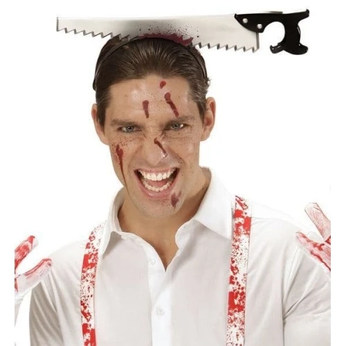 Kafaya Saplanmış Halloween Kanlı Testere Şaka Tacı ürün görseli 1