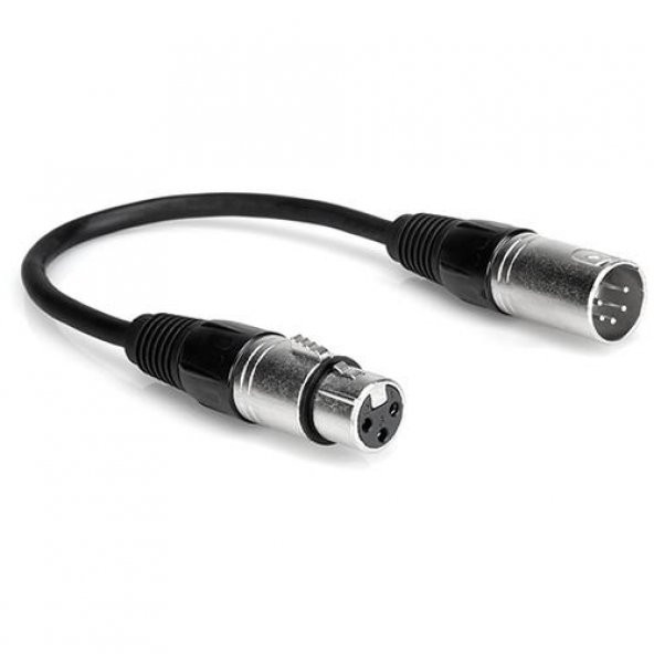 5-Pin XLR Erkek to 3-Pin XLR Dişi DMX Adaptör Kablo 1 metre ürün görseli 1