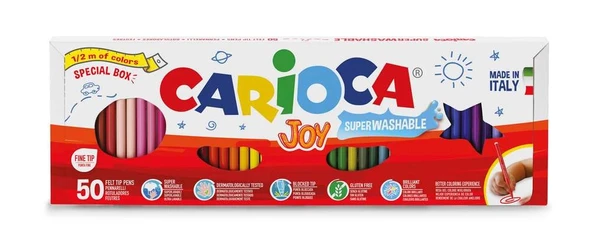 CARİOCA JOY SÜPER YIKANABİLİR KEÇELİ BOYA KALEMİ 50'Lİ (1/2 METRE) ürün görseli 1