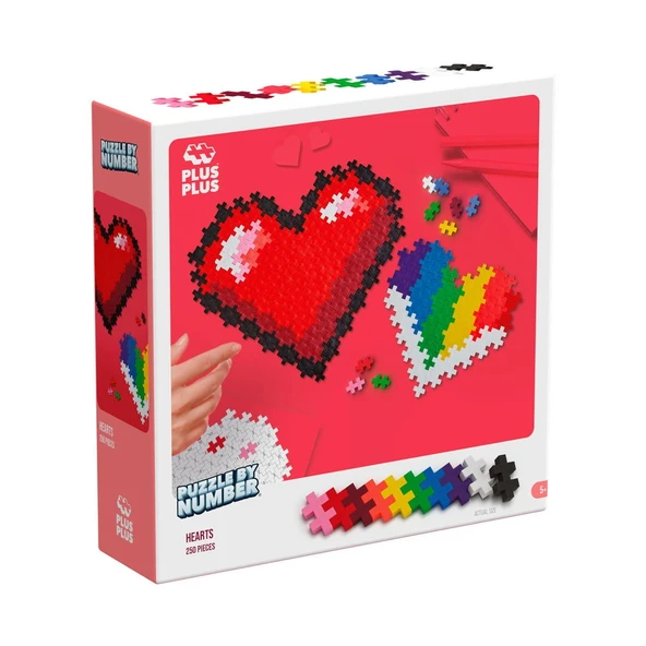 PLUS-PLUS PUZZLE BY NUMBER HEARTS 250 PCS ürün görseli 1