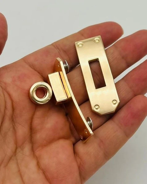 Çanta Aksesuar 6 Cm Light Gold Geçmeli Kilit - Resim 5