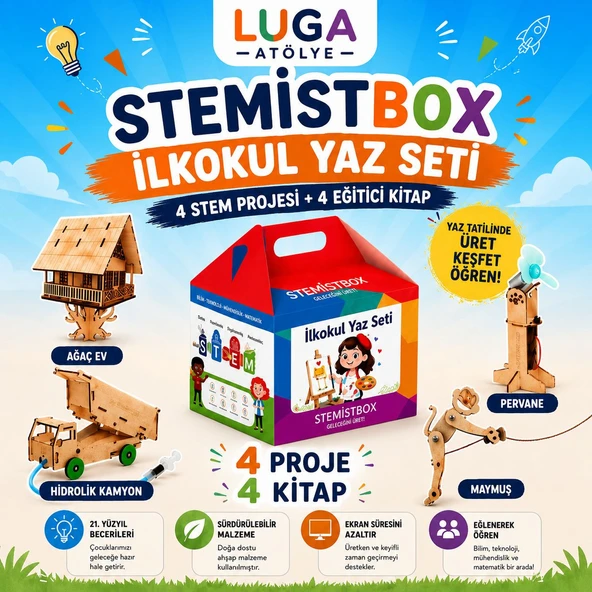 Stemist Box İlkokul Yaz Seti - 4'lü Ahşap Stem Eğitim Seti - Aktivite Kutusu ürün görseli 1