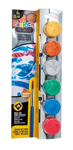 CARİOCA PASTEL TEMPERA SULUBOYA SÜPER YIKANABİLİR FIRÇALI 6*25 ML 6 RENK KARIŞIK ürün görseli 1