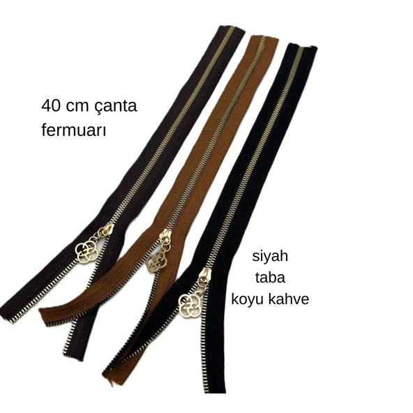 Çanta Aksesuar 40 Cm Fermuar Set Light Gold Metal Taba, Siyah, Koyu Kahve Renk ürün görseli 1