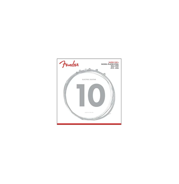 Fender Super 250's Guitar Strings Nickel Plated Steel Ball End 250R Gauges .010-.046 String Sets - Elektro Gitar Teli ürün görseli 1