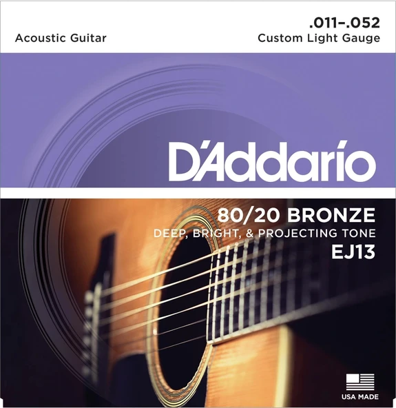 DADDARIO EJ13 AKUSTİK GİTAR TEL SETİ, 80/20 BRONZ CUSTOM LIGHT - Resim 2