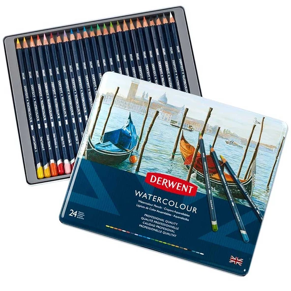 Derwent Watercolour Suluboya Kalemi Metal Kutu 24'lü ürün görseli 1