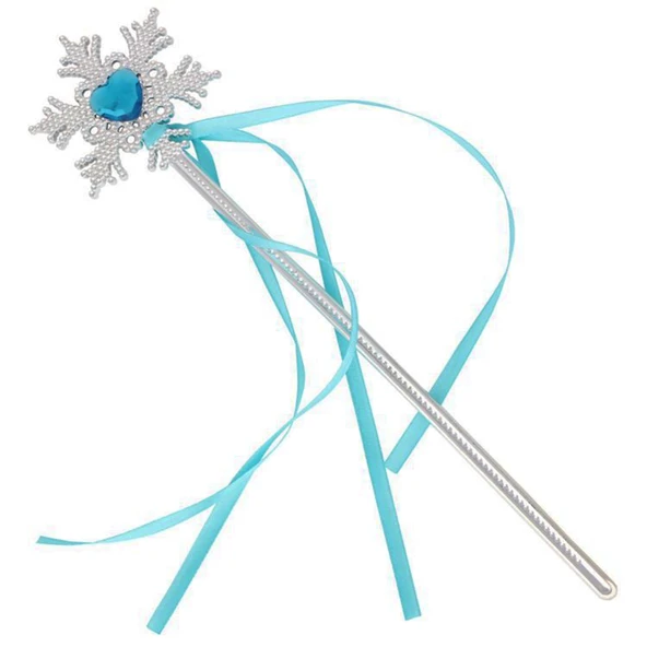 Kar Taneli Taşlı Saten Kurdeleli Karlar Ülkesi Elsa Asası Sopası 34 Cm ürün görseli 1