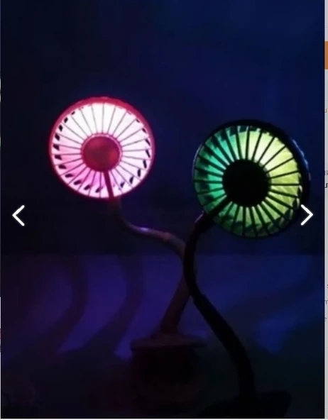 Portatif Işıklı Mini Klipsli Fan - Resim 2