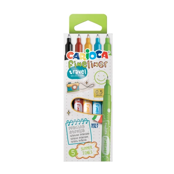 CARİOCA FINELINER İNCE UÇLU KEÇELİ KALEM TRAVEL 5'Lİ ürün görseli 1