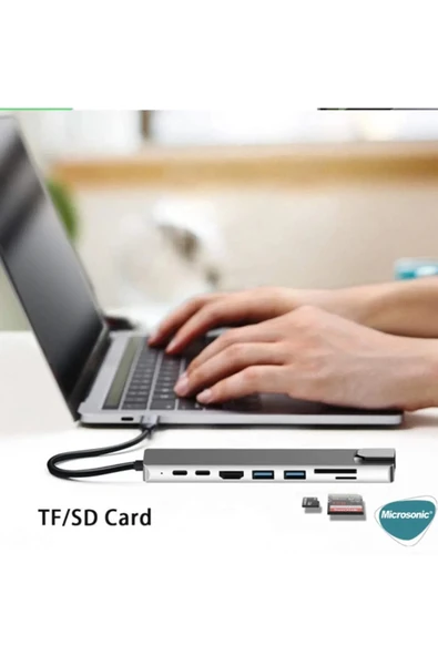 Type-C To Hdtv Multifunction Adapter 8 Port Kablo - Resim 3