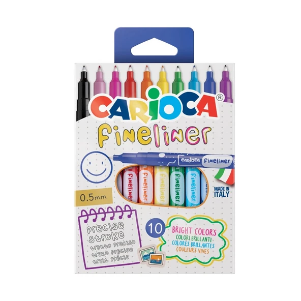 CARİOCA FINELINER İNCE UÇLU KEÇELİ KALEM 10'LU ürün görseli 1