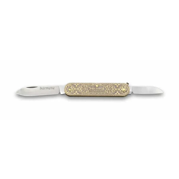 61804 Pirinç İşlemeli Sürmene Çakısı 5,5 / 3,5 Cm - Çift Bıçaklı ürün görseli 1