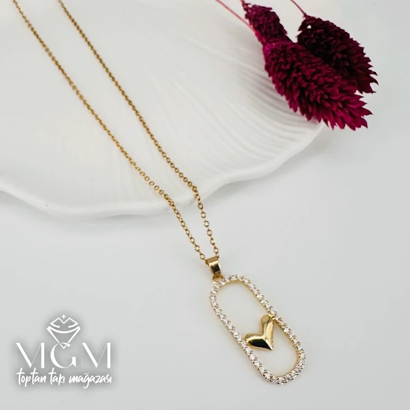 Zirkon Taşlı Zincir : Çelik Çelik Kolye 40+5 Cm - Kl0215 ürün görseli 1