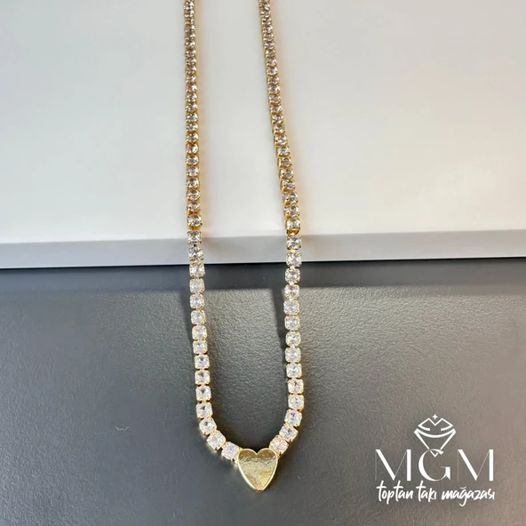 3 Mm Zirkon Taşlı Pirinç Kolyeler 40+5 Cm Uzatma Payı - Kl0082 ürün görseli 1