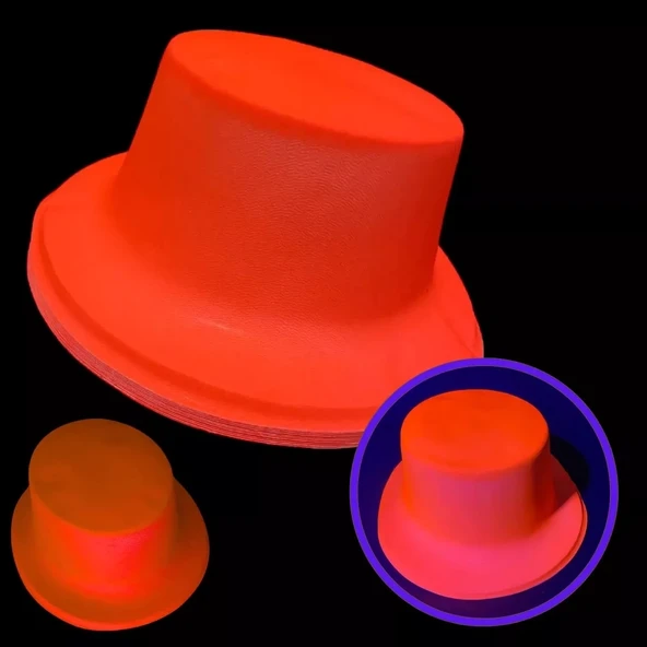 Neon Partisi Turuncu Renk Plastik Fötr Şapka ürün görseli 1