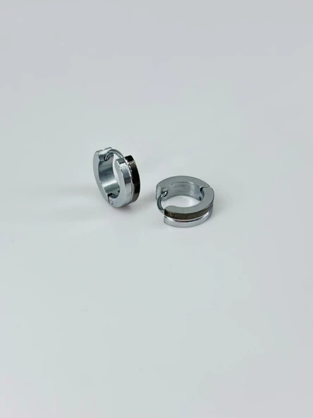 Rodyum Siyah Çelik Erkek Küpe Çap (9 Mm) Kalınlık (4 Mm) - Ekp0007 ürün görseli 1