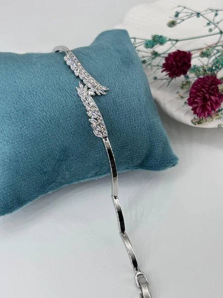 Rodyum Zirkon Taşlı Pirinç Zirkon Bileklikler 18+2 Cm - Kbl0291 ürün görseli 1